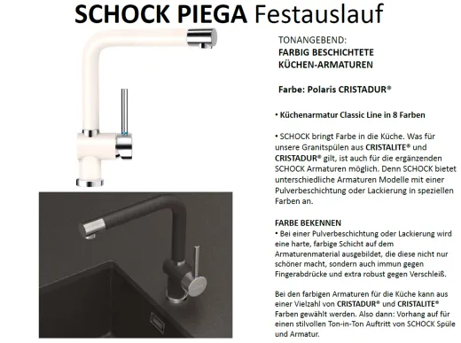 SCHOCK Kchenarmatur Piega Cristadur Einhebelmischer Festauslauf 360 schwenkbarer Auslauf
