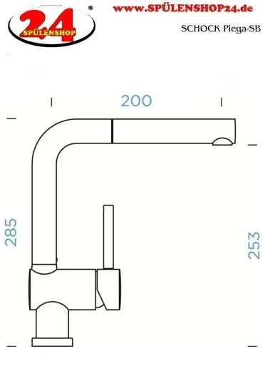 SCHOCK Kchenarmatur Piega Cristadur Einhebelmischer Zugauslauf 360 schwenkbarer Auslauf mit Schlauchbrause