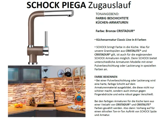 SCHOCK Kchenarmatur Piega Cristadur Einhebelmischer Zugauslauf 360 schwenkbarer Auslauf mit Schlauchbrause