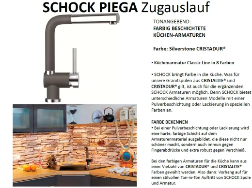 SCHOCK Kchenarmatur Piega Cristadur Einhebelmischer Zugauslauf 360 schwenkbarer Auslauf mit Schlauchbrause