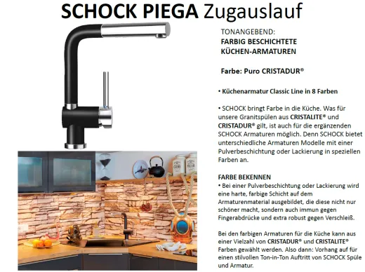 SCHOCK Kchenarmatur Piega Cristadur Einhebelmischer Zugauslauf 360 schwenkbarer Auslauf mit Schlauchbrause