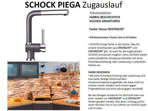 SCHOCK Kchenarmatur Piega Cristadur Einhebelmischer Zugauslauf 360 schwenkbarer Auslauf mit Schlauchbrause