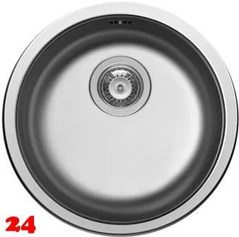 ✅ Pyramis Kchensple CR-Rundbecken (38,5x15) Edelstahlsple / Runde Sple Siebkorb als Stopfenventil 3 1/2"