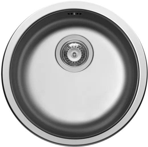 ✅ Pyramis Kchensple CR-Rundbecken (38,5x15) Edelstahlsple / Runde Sple Siebkorb als Stopfenventil 3 1/2"