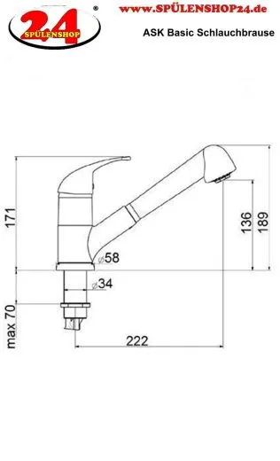 AQUA CUCINA� K�chenarmatur Basic T9515 Einhebelmischer Chrom mit Schlauchbrause schwenkbar Niederdruck