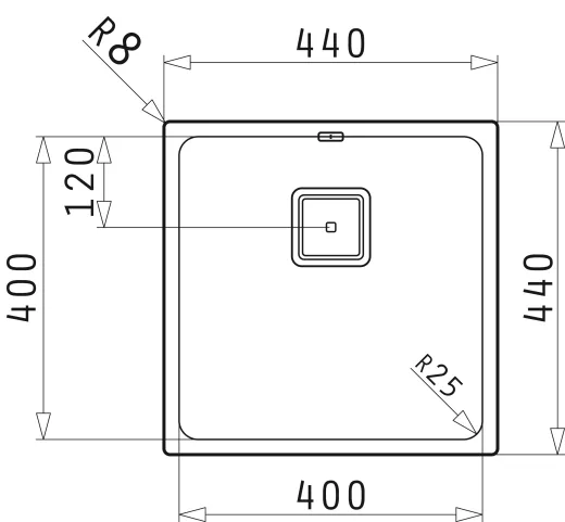 Pyramis Kchensple Lume (40x40) 1B Einbausple Flachrand / Flchenbndig Siebkorb als Stopfen- oder Drehknopfventil