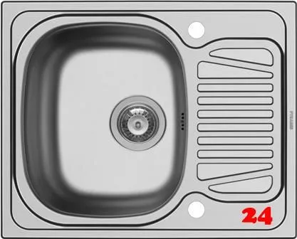 Pyramis Kchensple Sparta (62x50) 1B 1D Einbausple / Edelstahlsple Siebkorb als Drehknopfventil