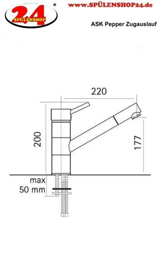 AQUA CUCINA� K�chenarmatur Pepper 40018-00 Einhebelmischer Chrom mit Zugauslauf schwenkbar Niederdruck