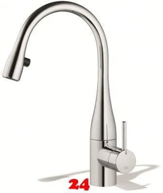 KWC Kchenarmatur EVE 10.121.102.000FL Einhebelmischer Chrom mit Zugauslauf Griffposition auswhlbar mit LEDShine (121618)