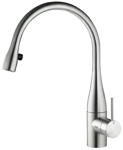 KWC K�chenarmatur EVE 10.121.102.700FL Einhebelmischer Edelstahl massiv mit Zugauslauf Griffposition ausw�hlbar mit LEDShine (121616)