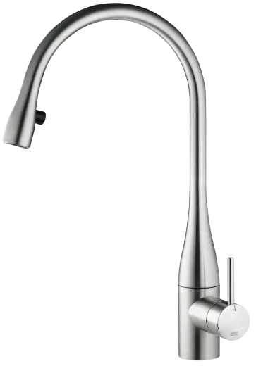 KWC K�chenarmatur EVE 10.121.103.700FL Einhebelmischer Edelstahl massiv mit Zugauslauf Griffposition ausw�hlbar mit LEDShine (121325)