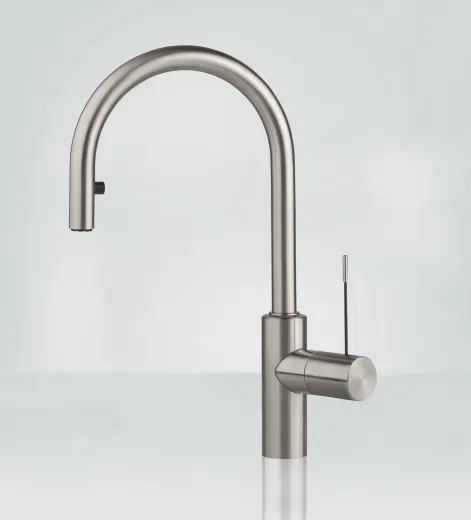 KWC Kchenarmatur Ono 10.151.102.700FL Einhebelmischer Edelstahl massiv mit Zugauslauf Bedienhebel aus Medizinstahl (121496)