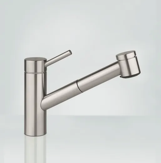 KWC Kchenarmatur Inox 10.271.033.700FL Einhebelmischer Edelstahl massiv mit Zugauslauf mit Brausefunktion (121505)