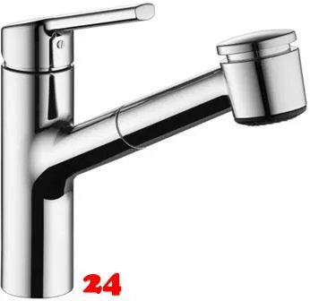 KWC Kchenarmatur Luna-E 10.441.033.000FL Einhebelmischer Chrom mit Zugauslauf und Brausefunktion (123820)