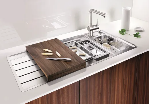 BLANCO Kchensple Axis III 6 S-IF Edelstahlsple / Einbausple Flachrand mit Ablaufsystem InFino und Drehknopfventil