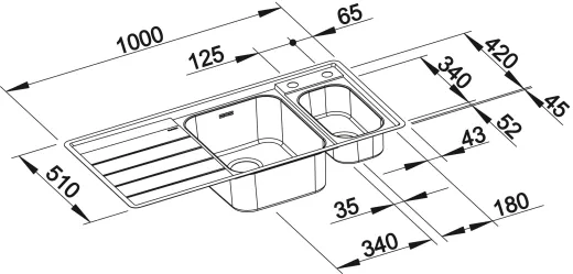 BLANCO Kchensple Axis III 6 S-IF Edelstahlsple / Einbausple Flachrand mit Ablaufsystem InFino und Drehknopfventil