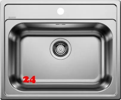 BLANCO Kchensple Dana 6 Einbausple / Edelstahlsple mit Hahnlochbank Siebkorb als Stopfenventil