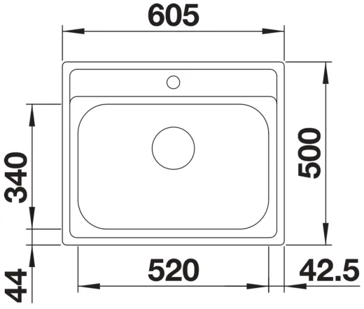 BLANCO Kchensple Dana 6 Einbausple / Edelstahlsple mit Hahnlochbank Siebkorb als Stopfenventil
