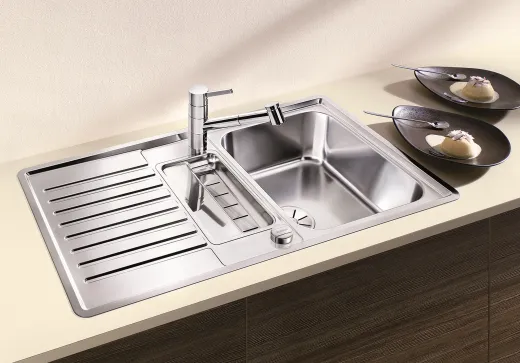 BLANCO Kchensple Classic Pro 5 S-IF Edelstahlsple / Einbausple Flachrand mit Ablaufsystem InFino und Drehknopfventil
