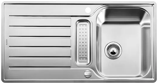 BLANCO Kchensple Lantos 5 S-IF Edelstahlsple / Einbausple Flachrand mit Siebkorb als Drehknopfventil