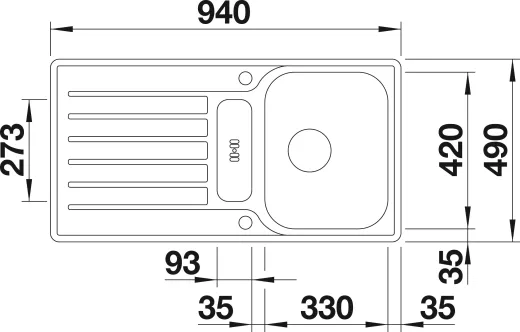 BLANCO Kchensple Lantos 5 S-IF Edelstahlsple / Einbausple Flachrand mit Siebkorb als Drehknopfventil
