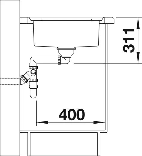 BLANCO Kchensple Axis III 45 S-IF Edelstahlsple / Einbausple Flachrand mit Ablaufsystem InFino und Drehknopfventil
