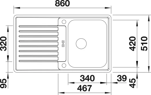 BLANCO Kchensple Classic Pro 45 S-IF Edelstahlsple / Einbausple Flachrand mit Ablaufsystem InFino und Drehknopfventil