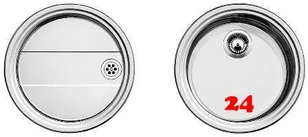 BLANCO Kchensple Rondoset Edelstahlsple / Rundbecken-Set mit Siebkorb als Stopfenventil und Handbettigung