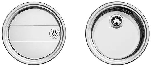 BLANCO Kchensple Rondoset Edelstahlsple / Rundbecken-Set mit Siebkorb als Stopfenventil und Handbettigung