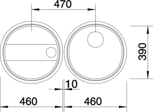 BLANCO Kchensple Rondoset Edelstahlsple / Rundbecken-Set mit Siebkorb als Stopfenventil und Handbettigung