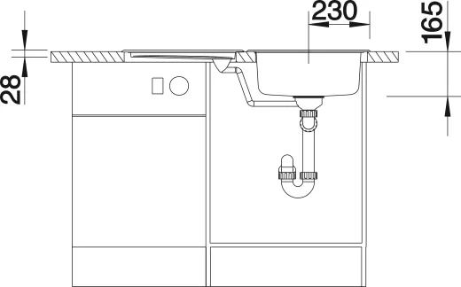 BLANCO Kchensple Rondoset Edelstahlsple / Rundbecken-Set mit Siebkorb als Stopfenventil und Handbettigung
