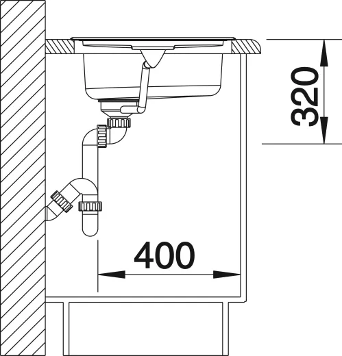 BLANCO Kchensple Rondoset Edelstahlsple / Rundbecken-Set mit Siebkorb als Stopfenventil und Handbettigung