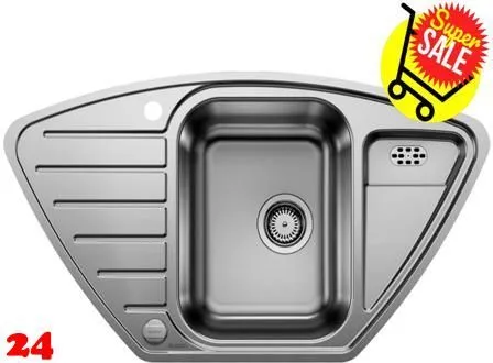 ✅ BLANCO Kchensple Lantos 9 E-IF Edelstahlsple / Eck-Einbausple Flachrand mit Siebkorb als Drehknopfventil