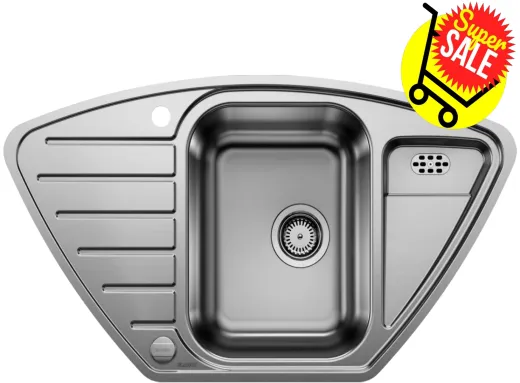 ✅ BLANCO Kchensple Lantos 9 E-IF Edelstahlsple / Eck-Einbausple Flachrand mit Siebkorb als Drehknopfventil