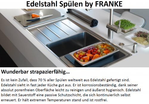 FRANKE Küchenspüle Eurostar ETN 610-36 Edelstahlspüle / Einbauspüle mit Einbaurand Ablauf mit Gummistopfen