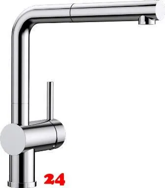 BLANCO Kchenarmatur Linus-S Chrom Einhebelmischer / Spltischarmatur mit Zugauslauf 140 schwenkbarer Auslauf