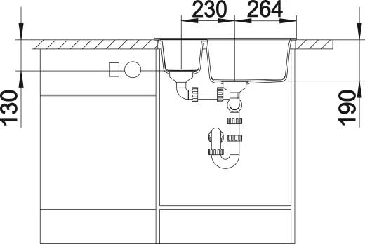 BLANCO Kchensple Metra 6 Silgranit PuraDurII Granitsple / Einbausple mit Drehknopfventil