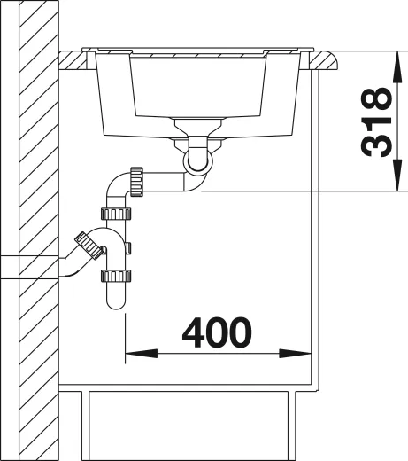 BLANCO Kchensple Metra 6 Silgranit PuraDurII Granitsple / Einbausple mit Drehknopfventil