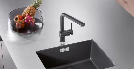 BLANCO Kchenarmatur Linus-S Silgranit-Look Einhebelmischer mit Zugauslauf 140 schwenkbarer Auslauf