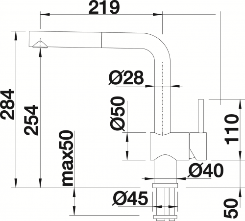 BLANCO Kchenarmatur Linus-S Silgranit-Look Einhebelmischer mit Zugauslauf 140 schwenkbarer Auslauf