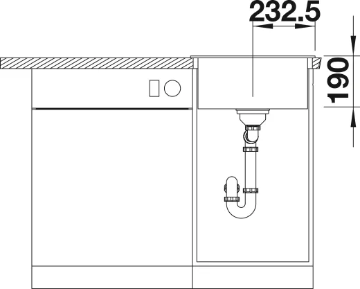 BLANCO Kchensple Dalago 45 Silgranit PuraDurII Granitsple / Einbausple mit Drehknopfventil