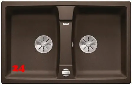 BLANCO Doppelsple Lexa 8 Silgranit PuraDurII Granitsple / Einbausple Ablaufsystem InFino mit Drehknopfventil