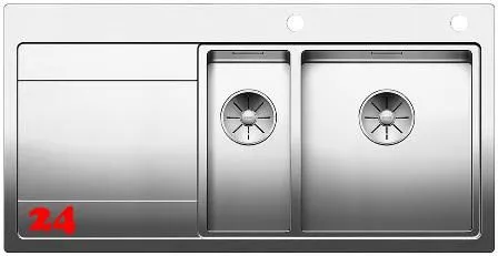 BLANCO Kchensple Divon II 6 S-IF Edelstahlsple / Einbausple Flachrand mit Ablaufsystem InFino und Drehknopfventil