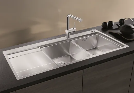 BLANCO Kchensple Divon II 8-IF Edelstahlsple / Doppelsple Flachrand mit Ablaufsystem InFino und Drehknopfventil