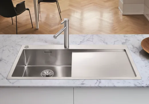 BLANCO Kchensple Claron 5 S-IF Edelstahlsple / Einbausple Flachrand mit Ablaufsystem InFino und PushControl