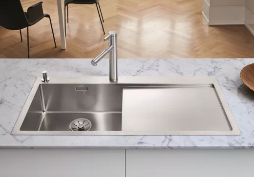 BLANCO Kchensple Claron 5 S-IF Edelstahlsple / Einbausple Flachrand mit Ablaufsystem InFino und PushControl