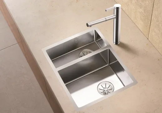 BLANCO Kchensple Claron 340/180-IF Edelstahlsple / Einbausple Flachrand mit Ablaufsystem InFino und Handbettigung