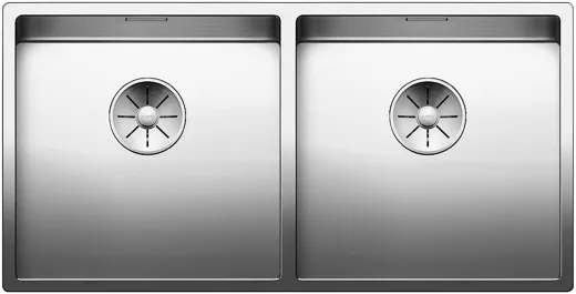 BLANCO Kchensple Claron 400/400-IF Edelstahlsple / Doppelbecken Flachrand mit Ablaufsystem InFino und Handbettigung