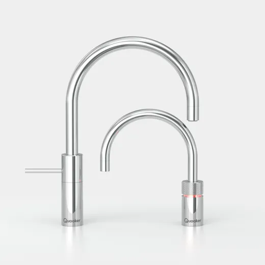 QUOOKER Nordic Round Twintaps Combi (+) B Einhebelmischer Chrom & 100C Armatur Set (COMBI+NSMRCHRTT)