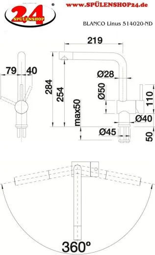 BLANCO Kchenarmatur Linus Chrom Einhebelmischer mit Festauslauf 360 schwenkbarer Auslauf Niederdruck